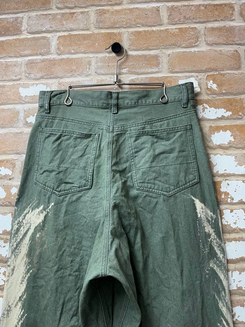 ブリーチデニム　デニム　バギーデニム　カーキ　ワイドデニム　y2k グランジ