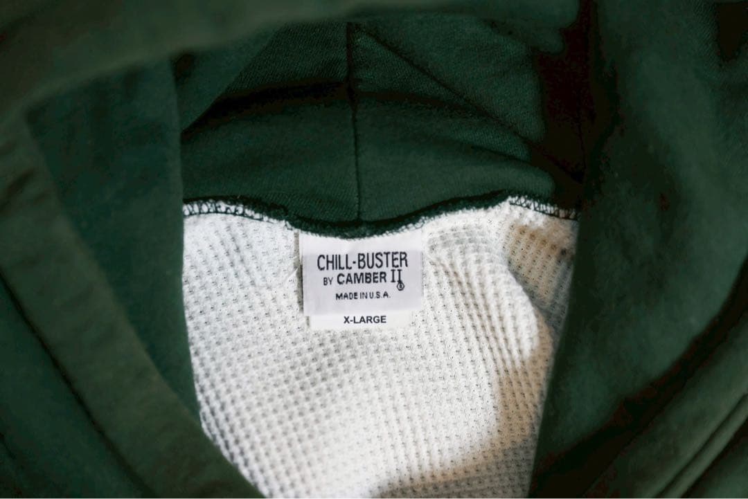 Camber USA製 チルバスター パーカー XL 緑 ワッフル グリーン