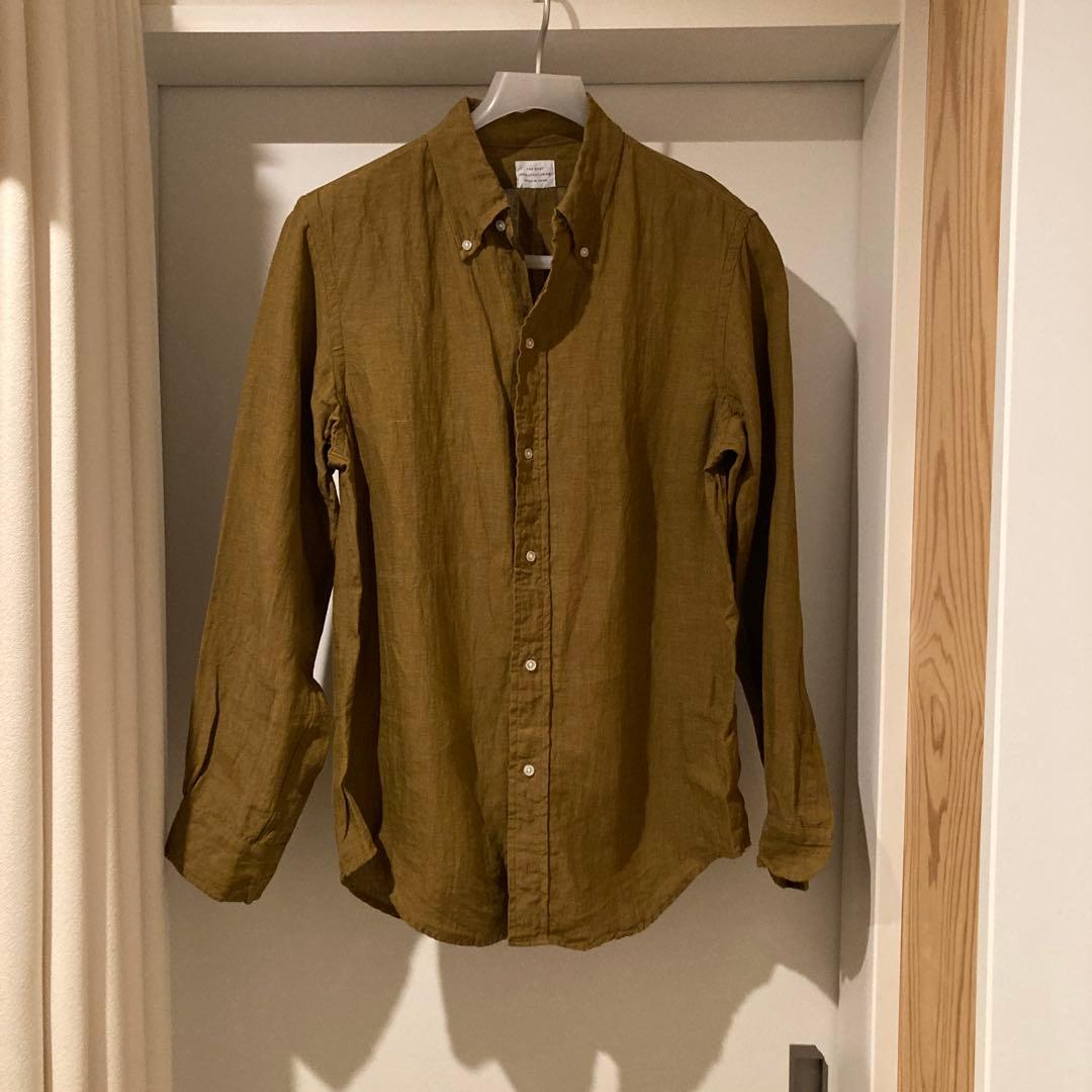 FAR EAST MANUFACTURING リネン ボタンダウンシャツブラウン