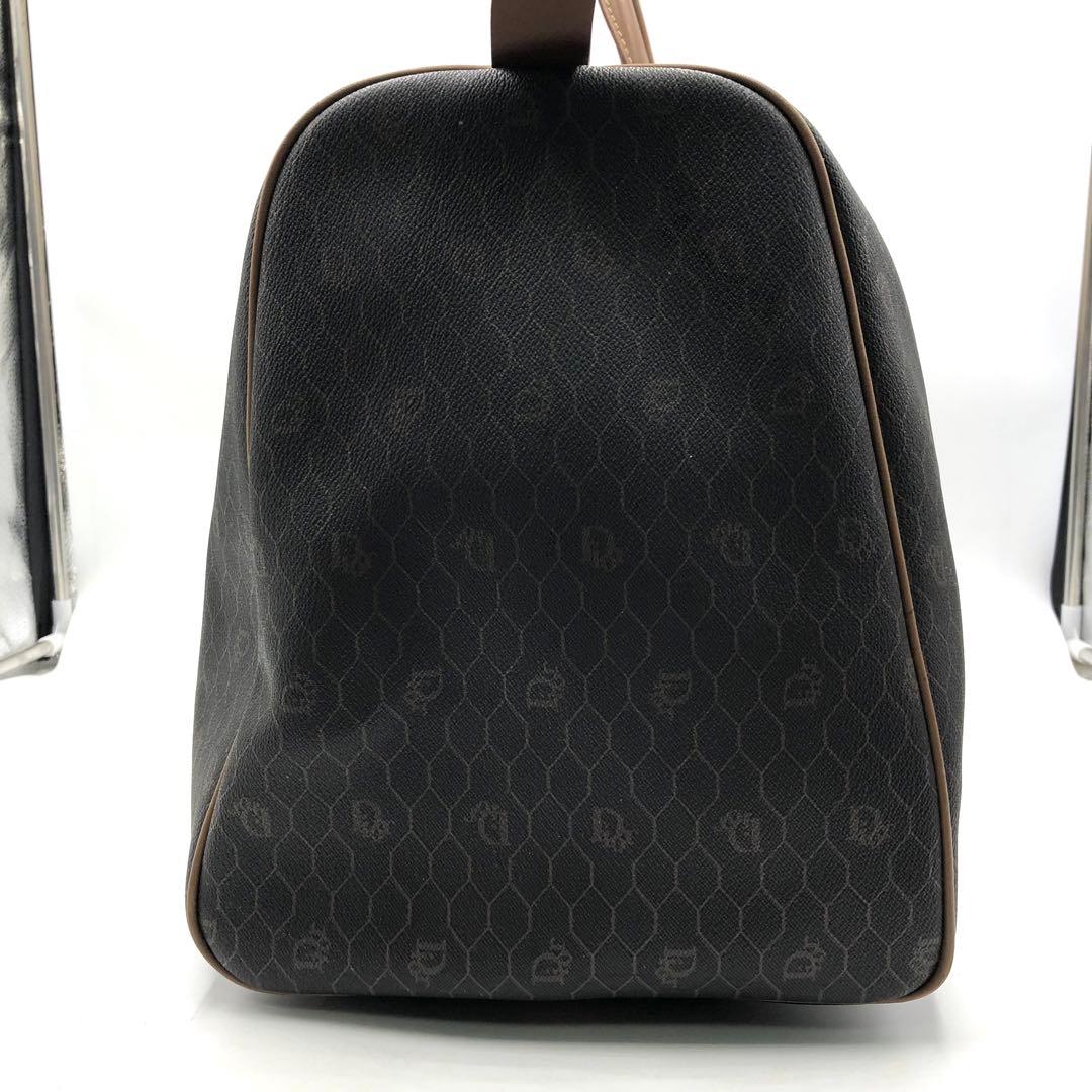 極美品 ディオール 特大 ボストンバッグ 大容量 ハニカム PVC レザー 茶系