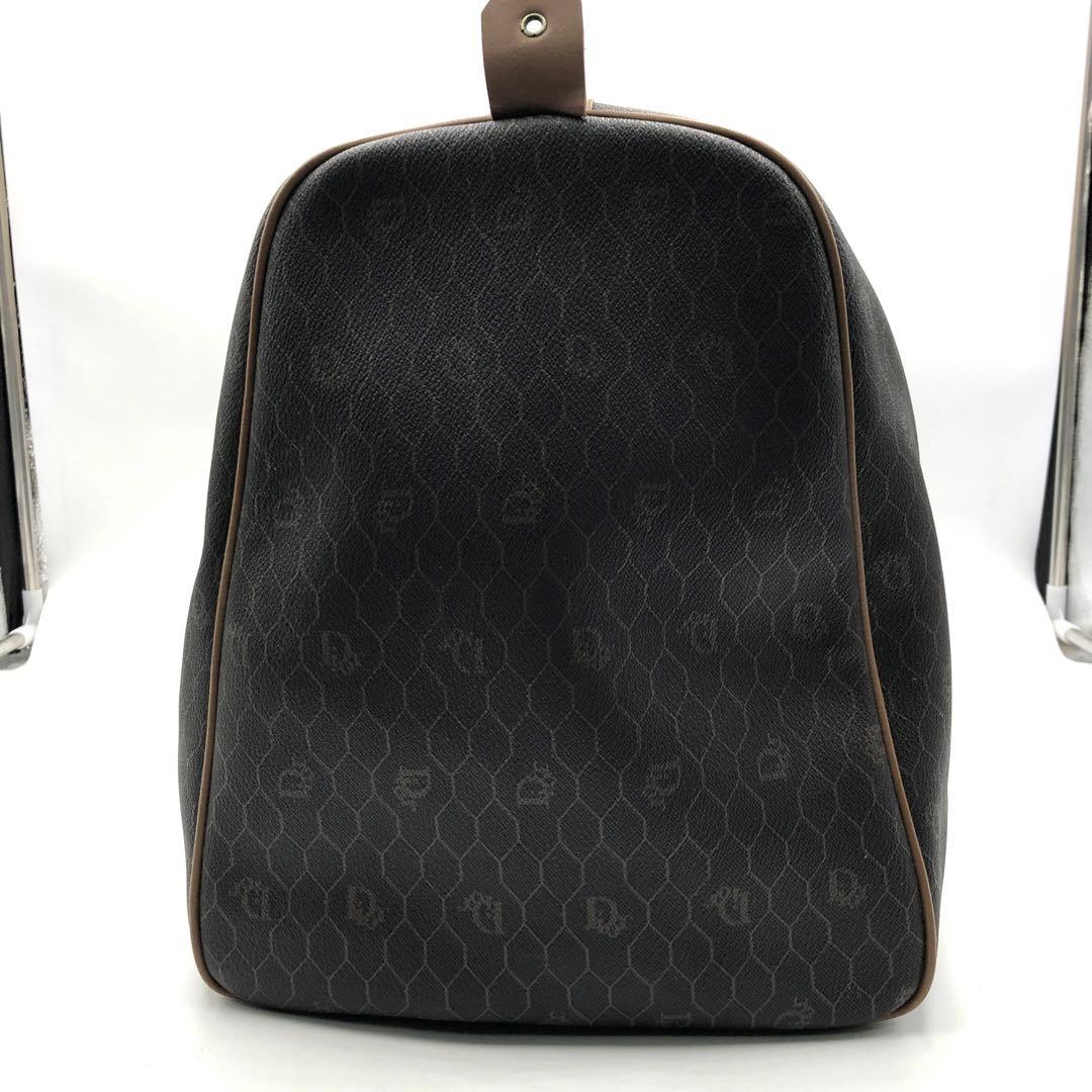 極美品 ディオール 特大 ボストンバッグ 大容量 ハニカム PVC レザー 茶系