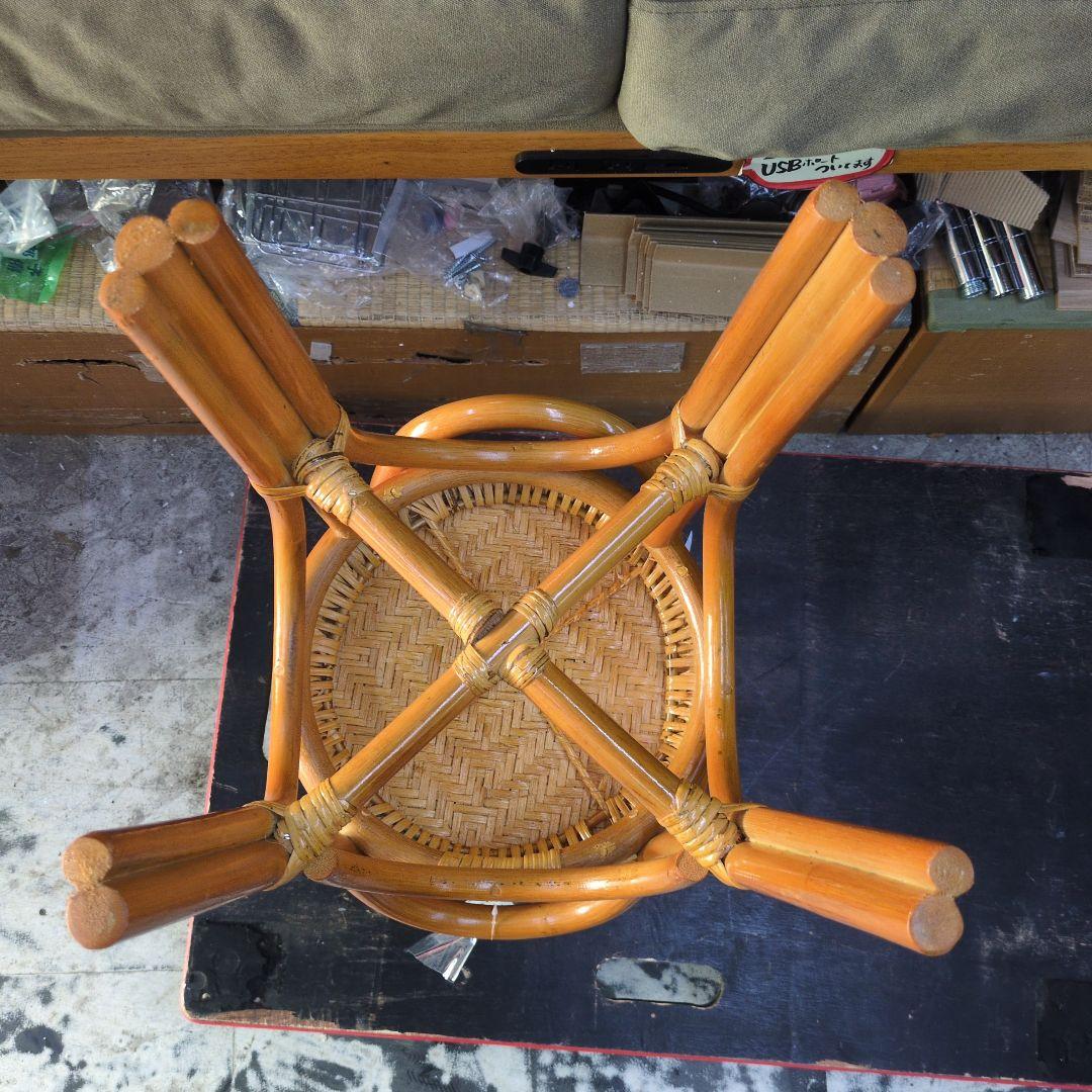 2脚セット　スタッキング籐スツール