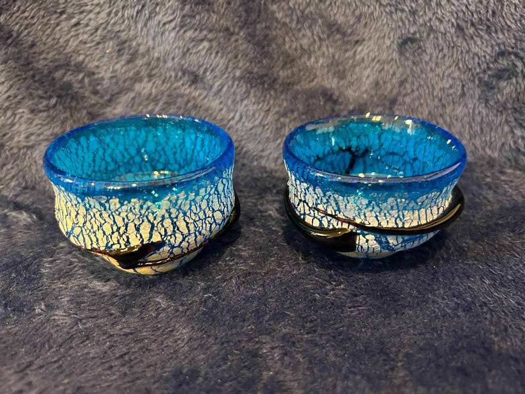正月SALE‼️稲嶺盛吉製作琉球ガラス　ペア土紋お猪口