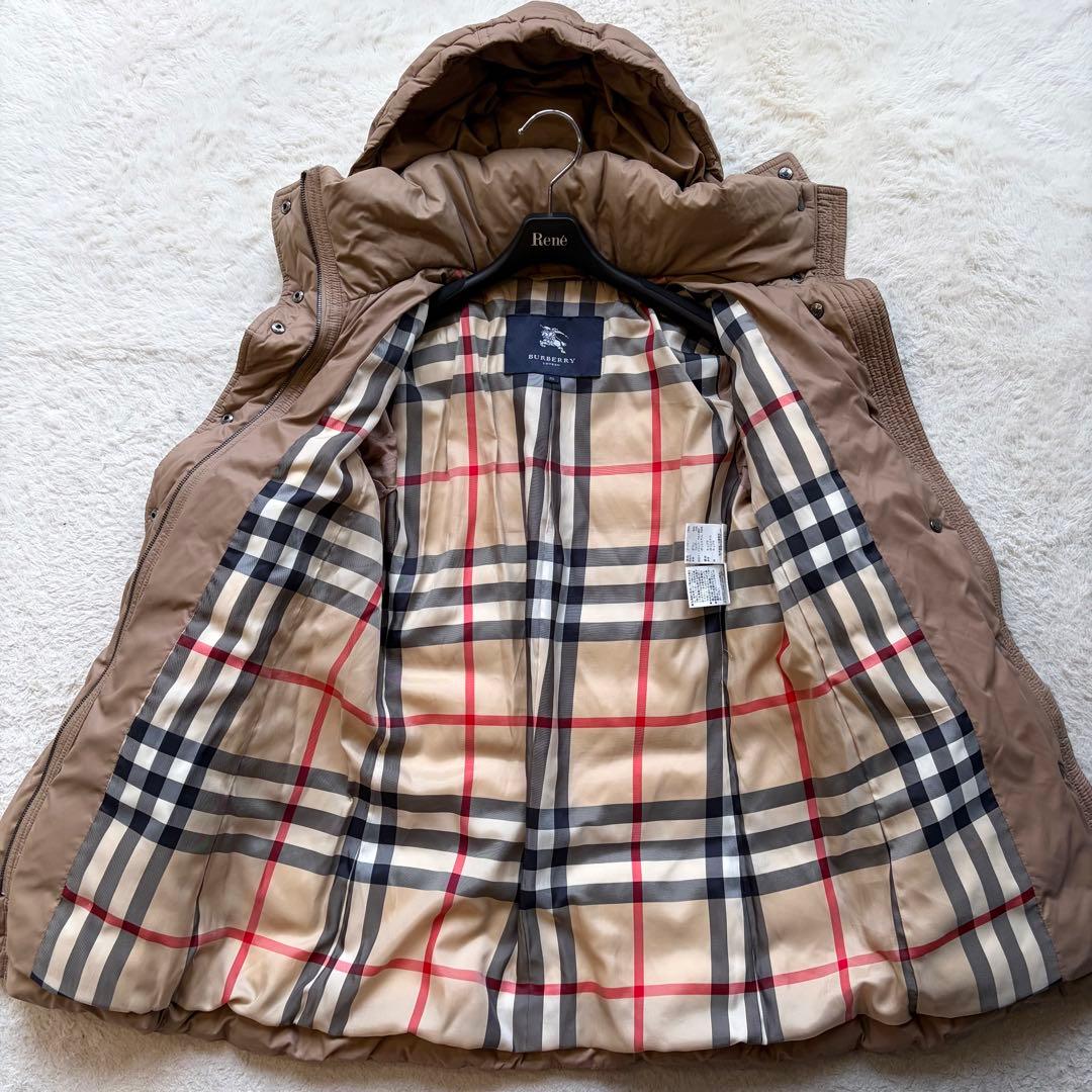 美品✨バーバリーロンドン ダウンコート メガノバチェック 腰ベルト ベージュ M