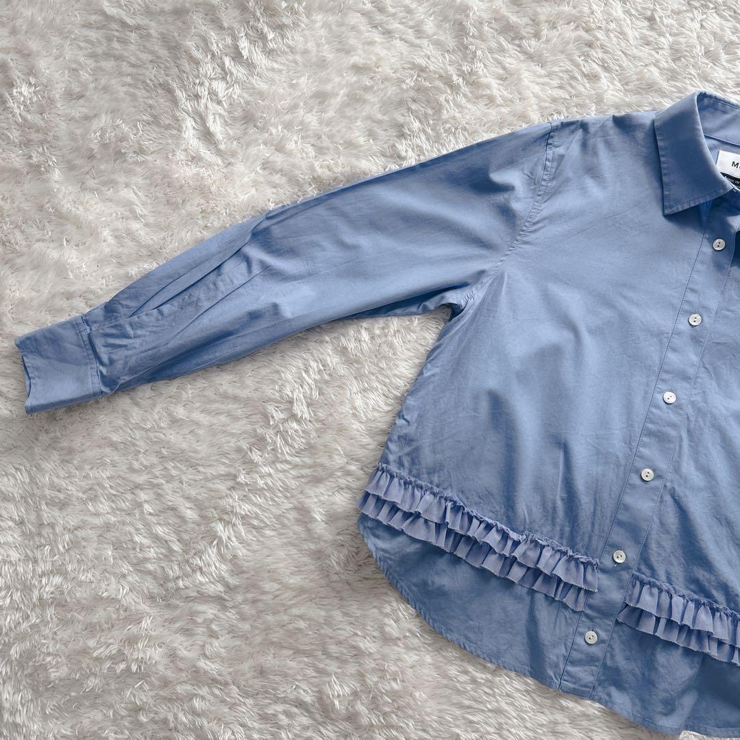 MUVEIL ミュベール バックフリルブラウス サックスブルー 38 M