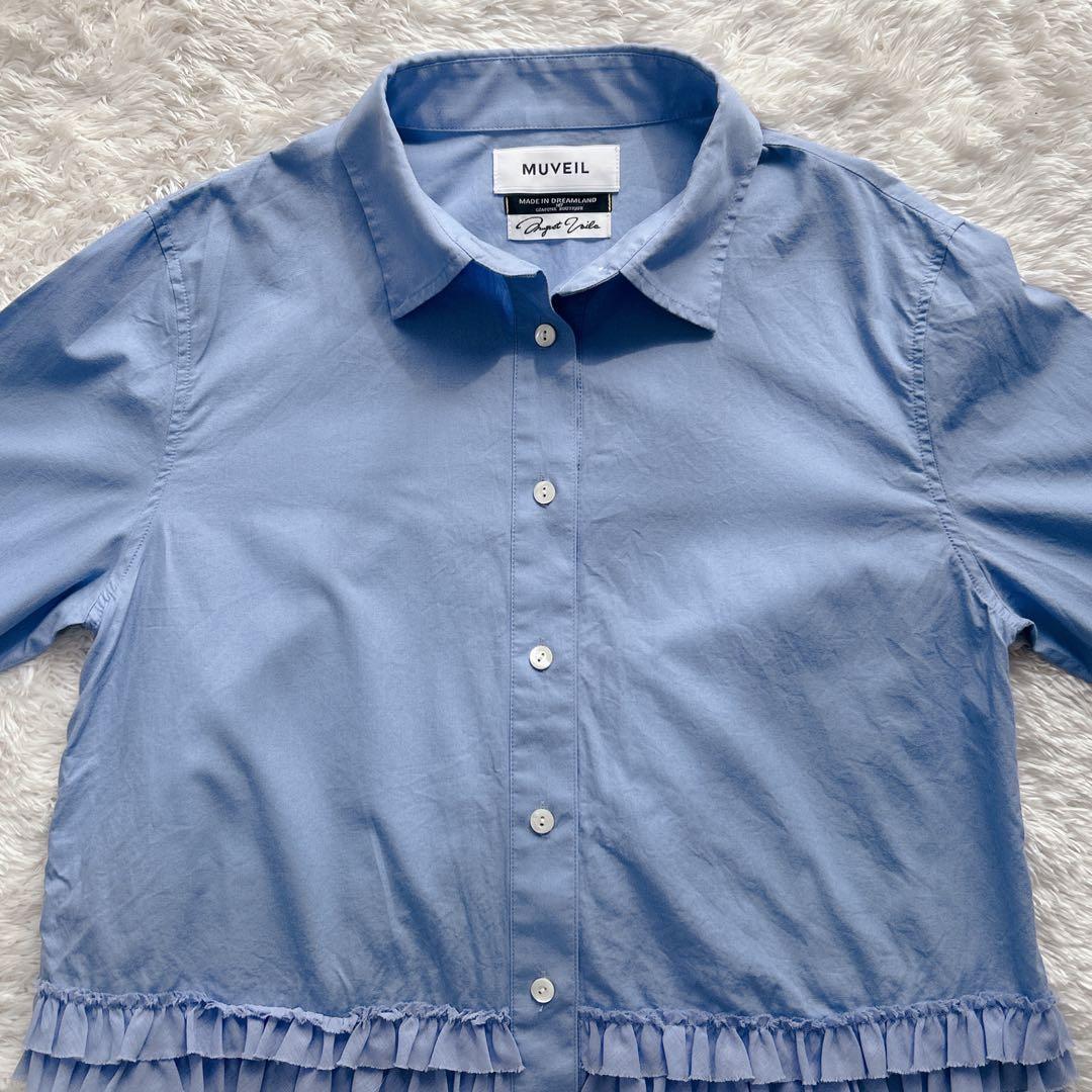 MUVEIL ミュベール バックフリルブラウス サックスブルー 38 M