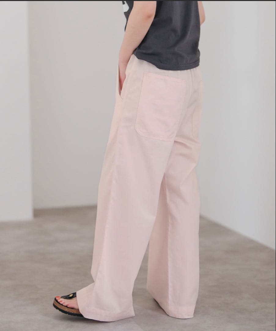 スピックアンドスパン完売ピンク ギャザーチノパンツ38 未使用