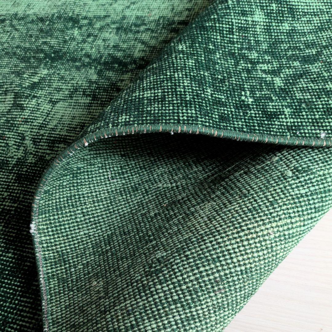 85×197 グリーンワンカラーオーバーダイ　トルコヴィンテージラグ