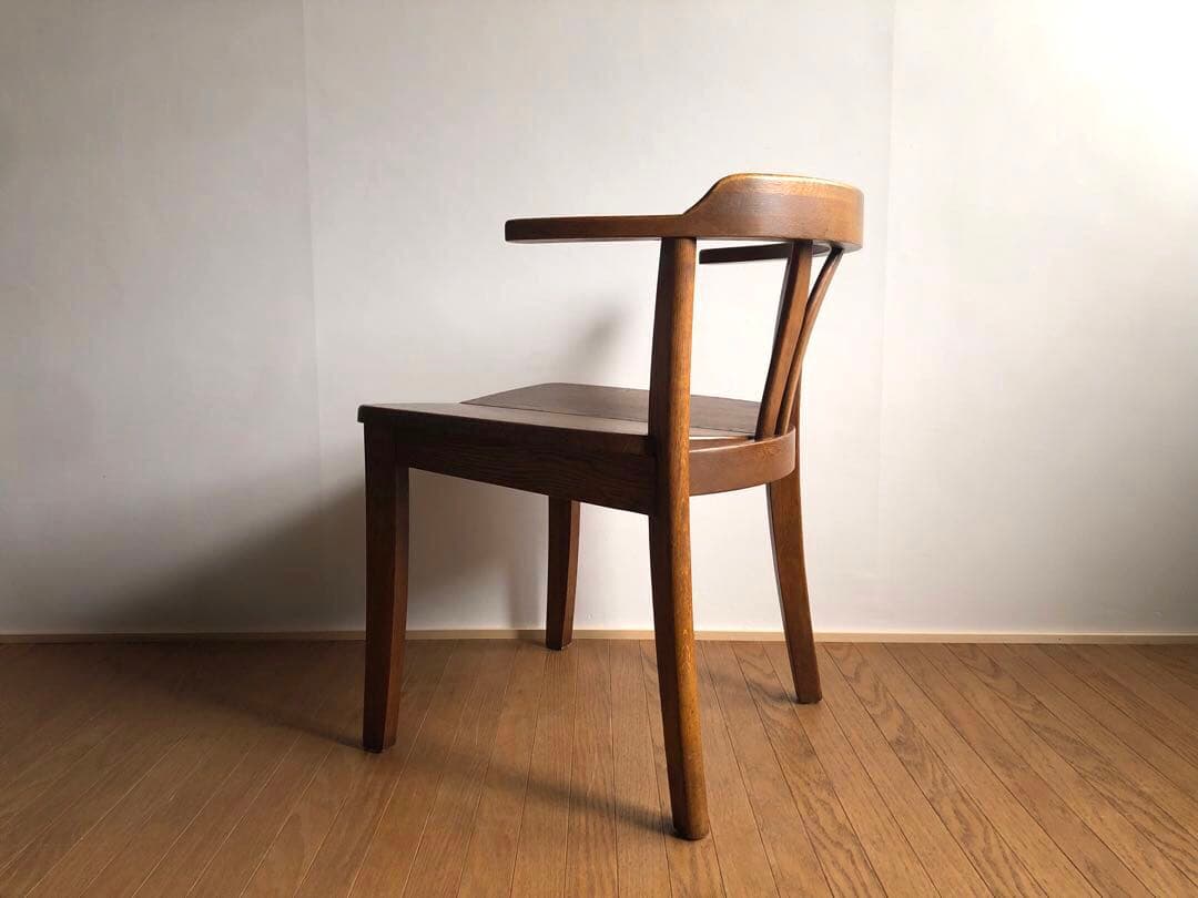 飛騨家具 浜本工芸 アームチェア① 肘掛け 安楽椅子 楢無垢材 昭和レトロ 民芸
