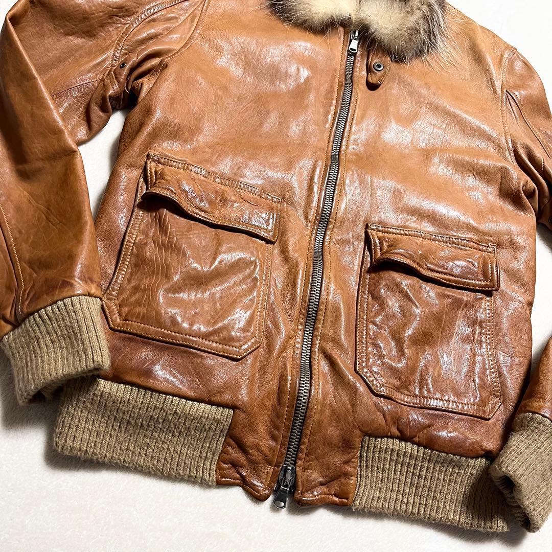 【希少】GIORGIO BRATO☆ライダース☆ファー付き☆羊革☆ブラウン☆48