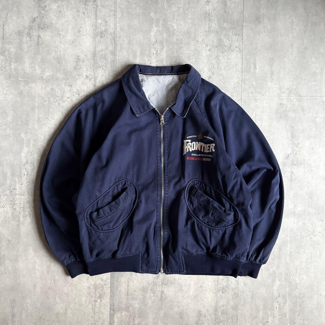 【80s vintage】リバーシブル　スイングトップ　ジップブルゾン　短丈