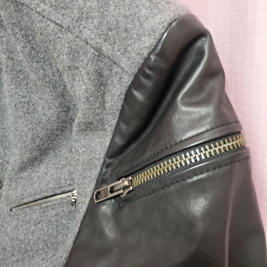 DIESEL シングルライダース ジャケット S　ウール 切替 スタジャン 牛革