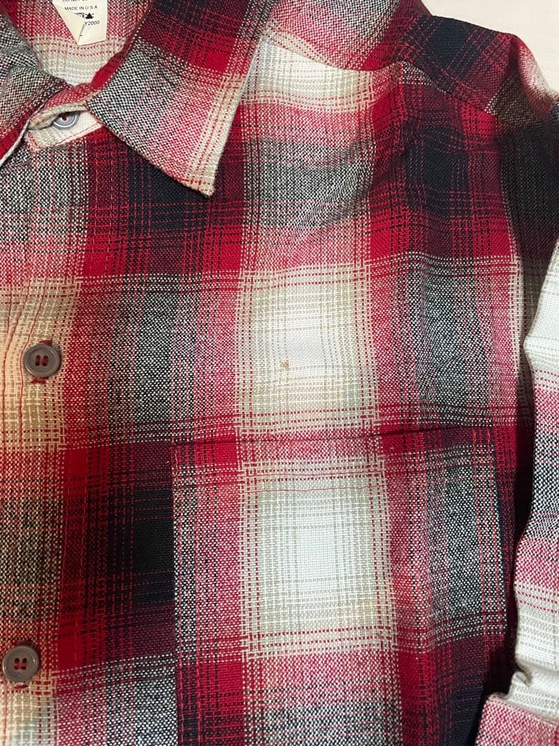 デッドストック長袖ネルシャツLサイズ レッドグリーン2枚セット メイドインUSA