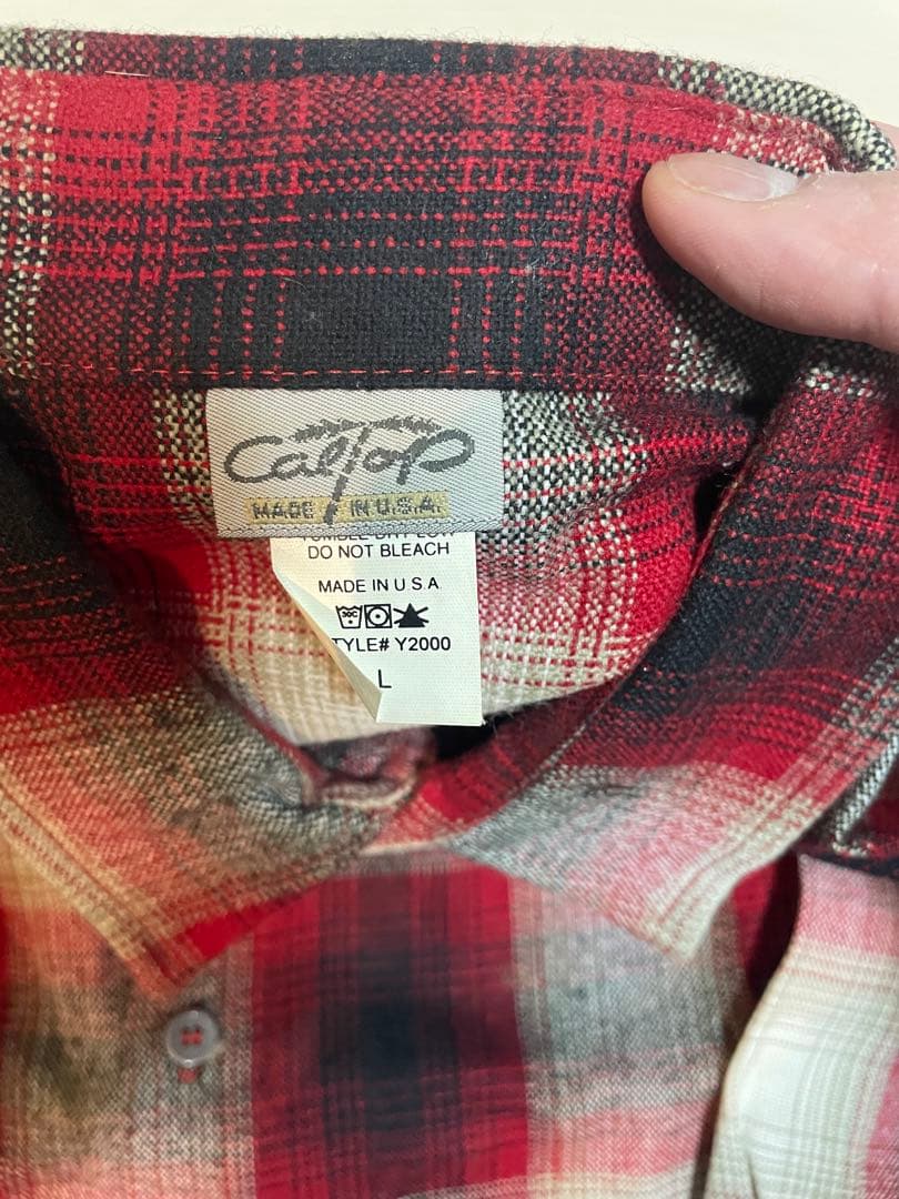 デッドストック長袖ネルシャツLサイズ レッドグリーン2枚セット メイドインUSA