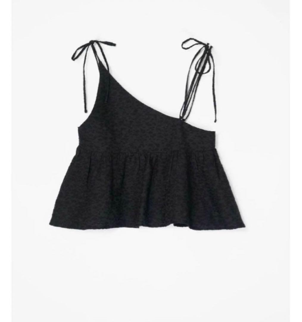 トップス eaphi flower jacquard peplum tops Black