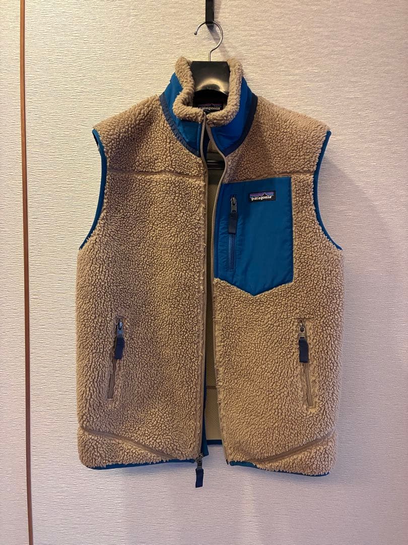 Patagonia フリース ベスト S ベージュ/青