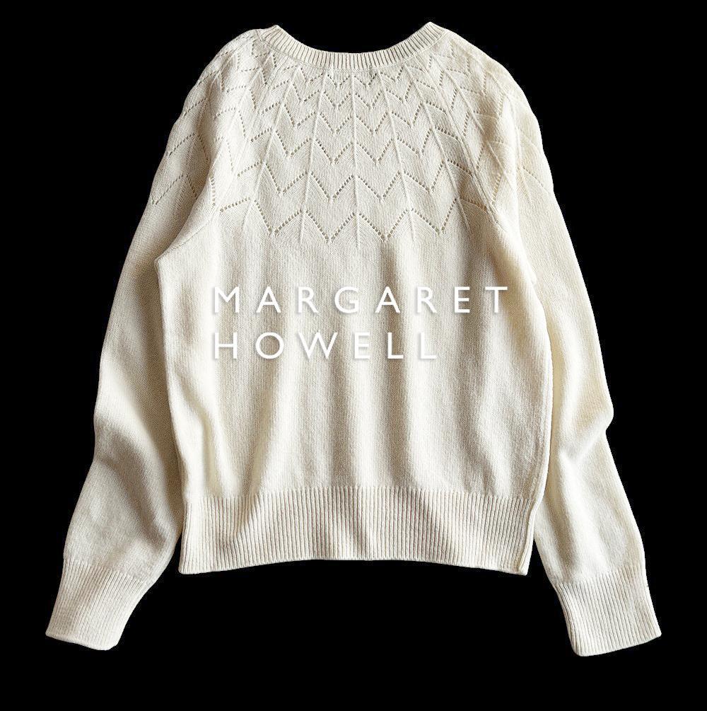 マーガレットハウエル 現行タグ カシミヤ混ウール 放射状 透かし編みニット