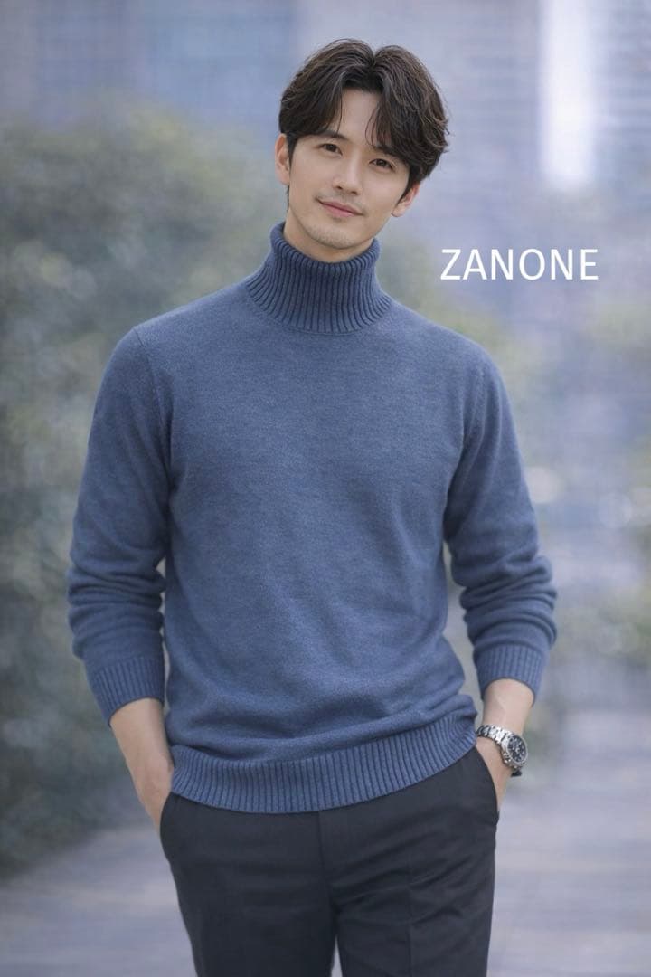 ZANONE タートルネックセーター ブルー