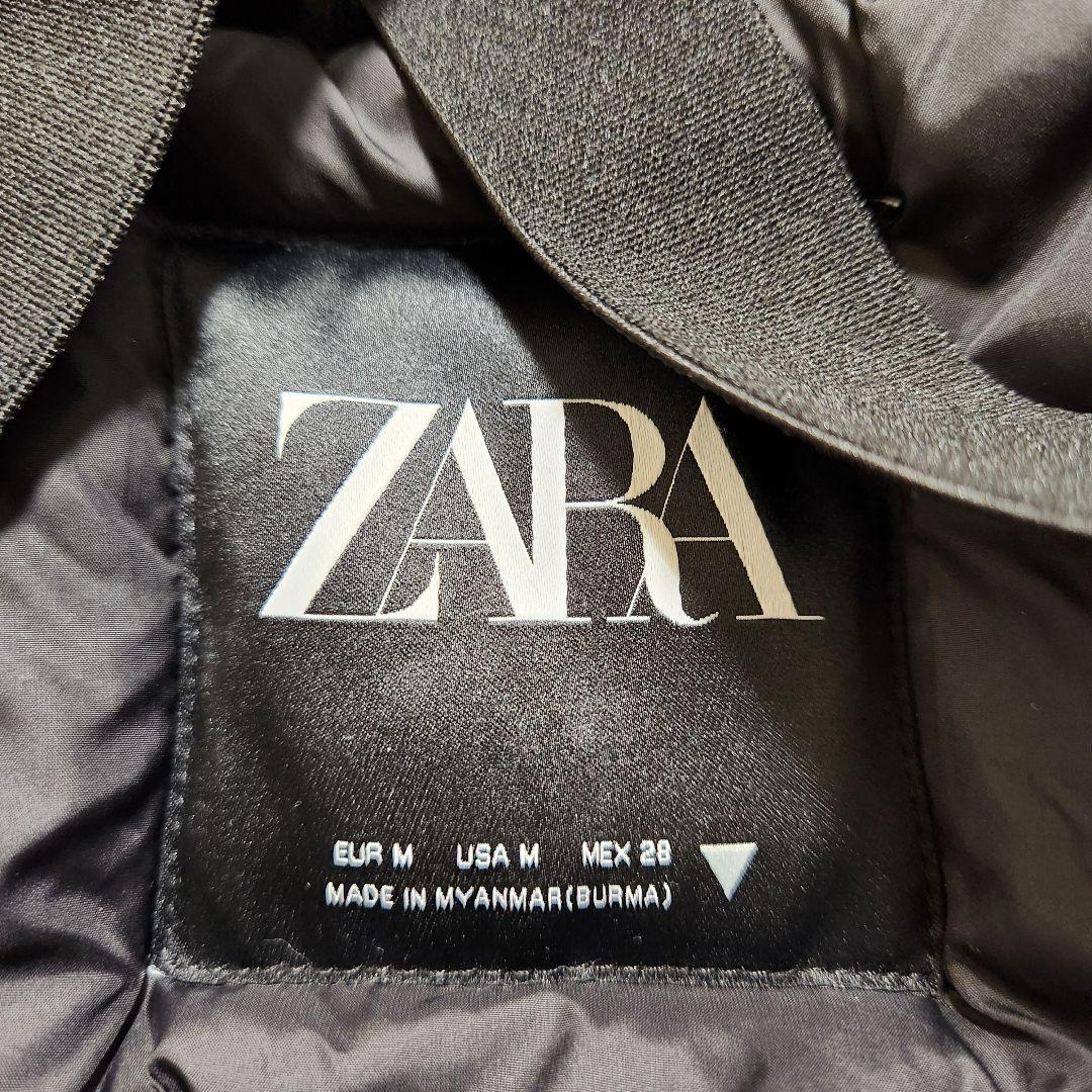 ZARA 中綿ポリエステルダウンジャケットコート 撥水 ブラック 海外Ｍ