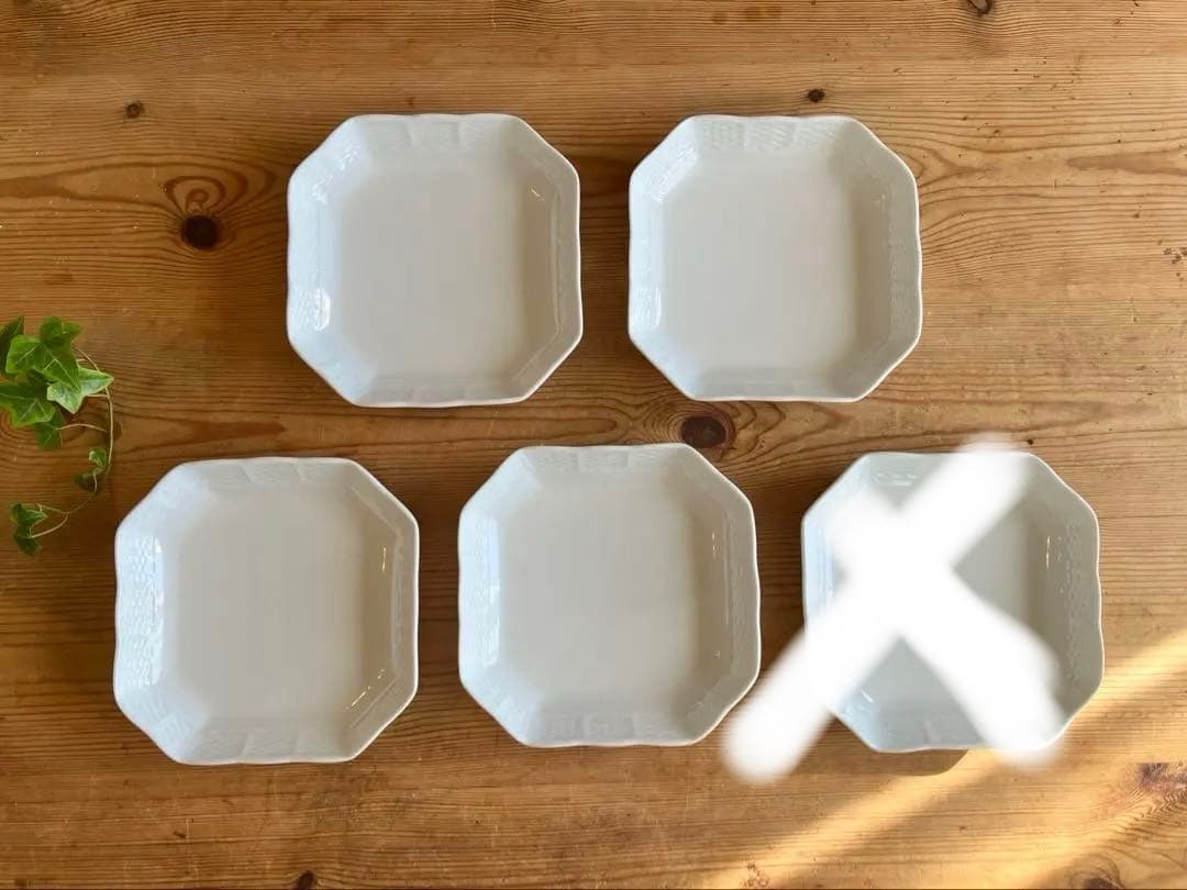 ルビー　ジノリ　ベッキオホワイト　15.5スクエアプレート×4