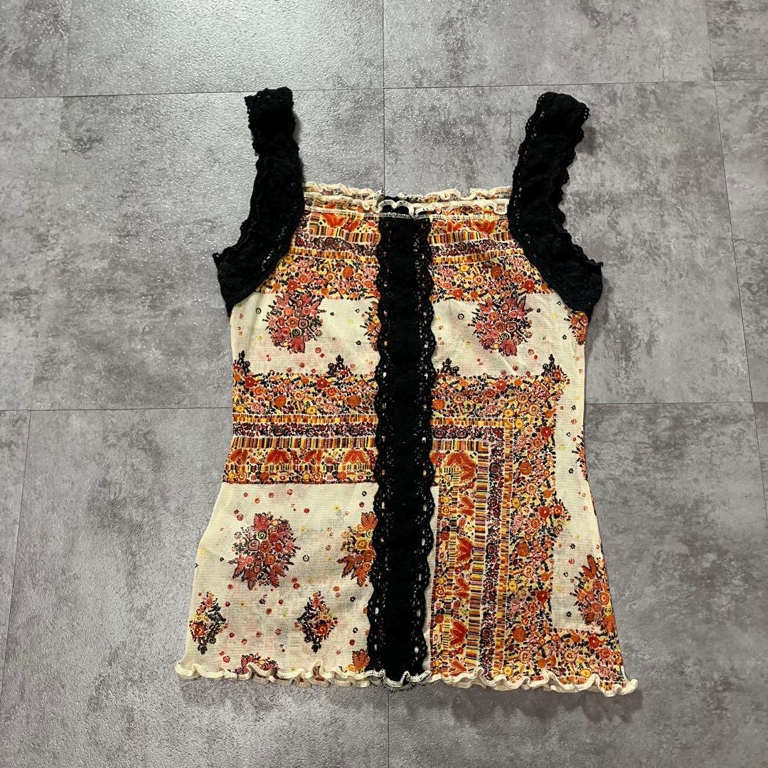 Y2K Jean Paul Gaultier 総柄　パワーネット　キャミソール