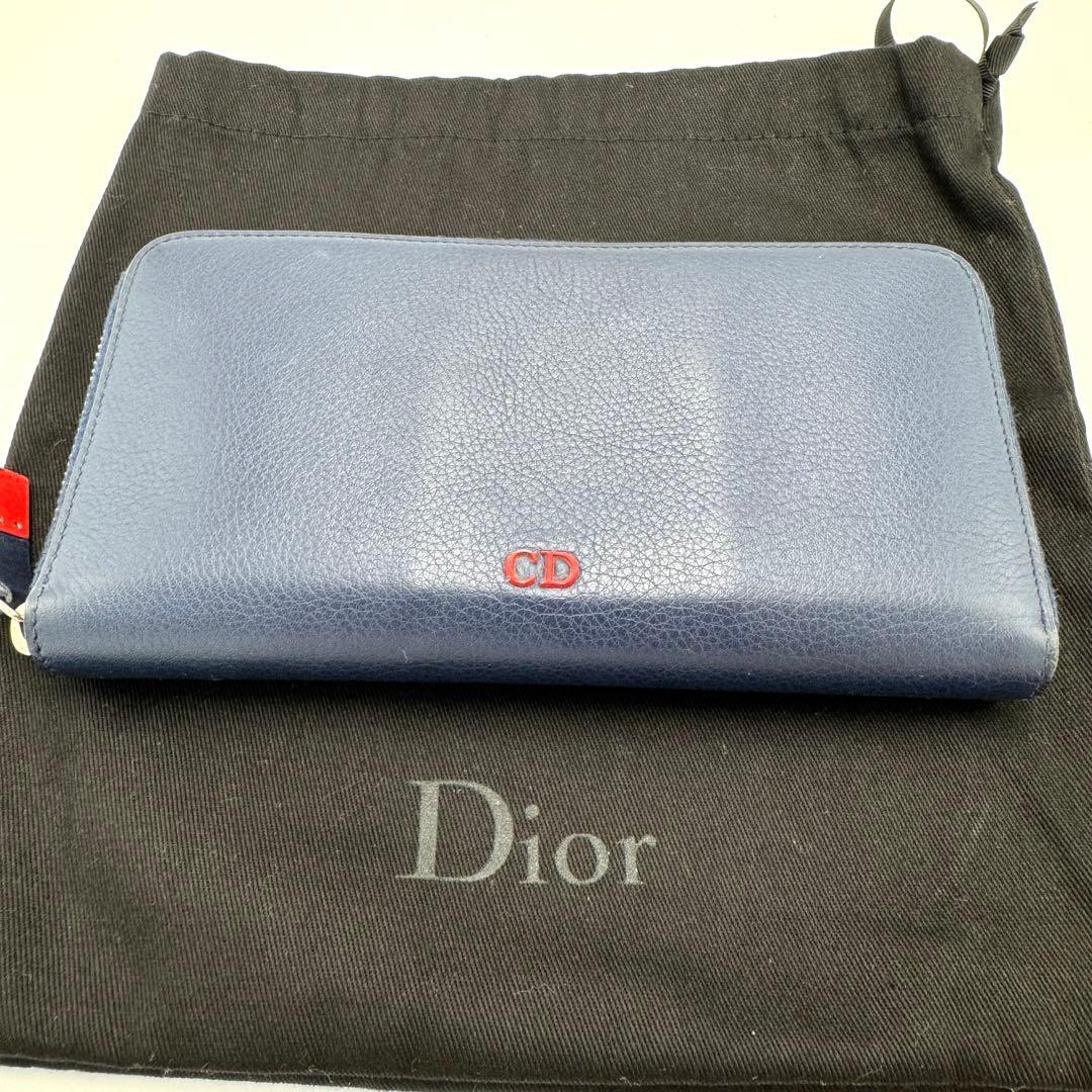 希少☆DIOR HOMME ディオールオム 長財布 CDロゴ ラウンドファスナー
