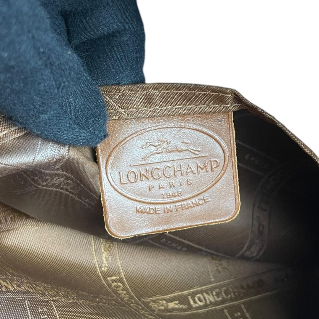 良品 LONGCHAMP 2865 ボストンバッグ バンブー オールレザー