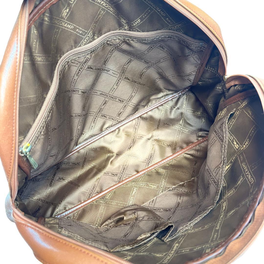 良品 LONGCHAMP 2865 ボストンバッグ バンブー オールレザー