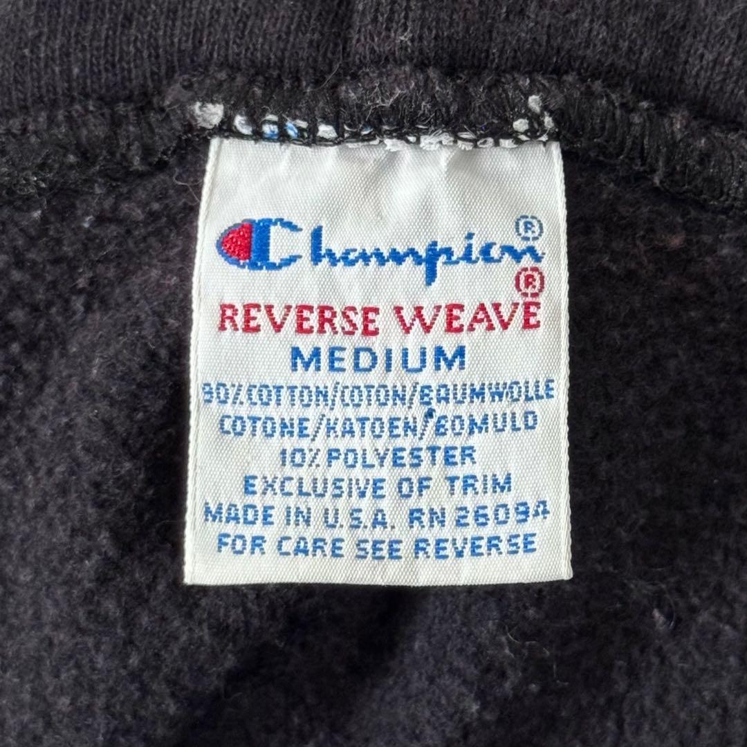 黒★90s USA製 チャンピオン リバースウィーブ スウェット パーカー M