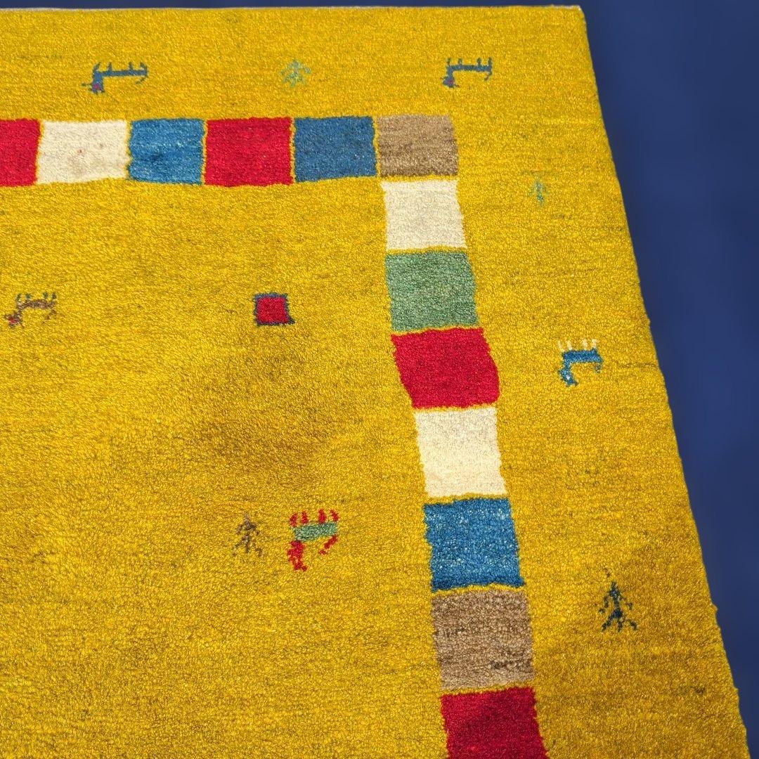 世界に一つだけの手織り絨毯 ギャッベ ラグ 178×115cm ウール100%