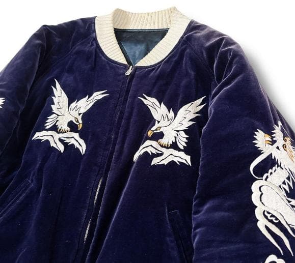 み*む様 ザフラットヘッド リバーシブル スカジャン 別珍 XLサイズ ネイビー