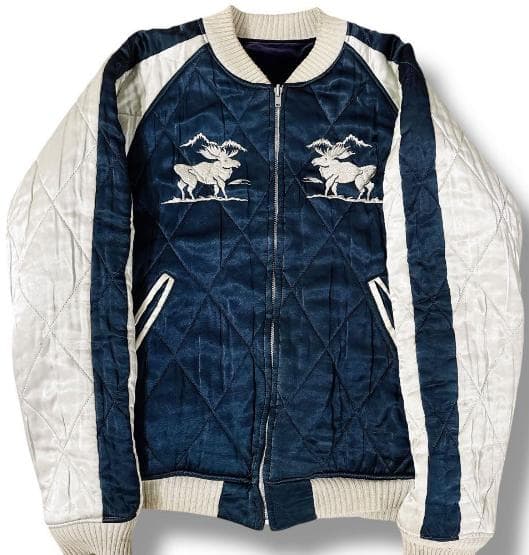 み*む様 ザフラットヘッド リバーシブル スカジャン 別珍 XLサイズ ネイビー