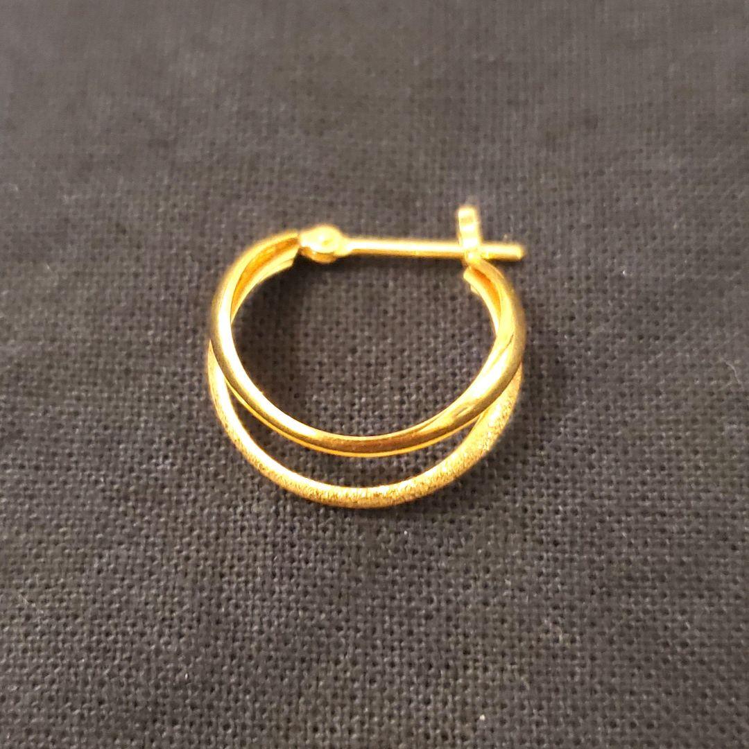 K18イエローゴールド ダブルリング ピアス(片耳用)