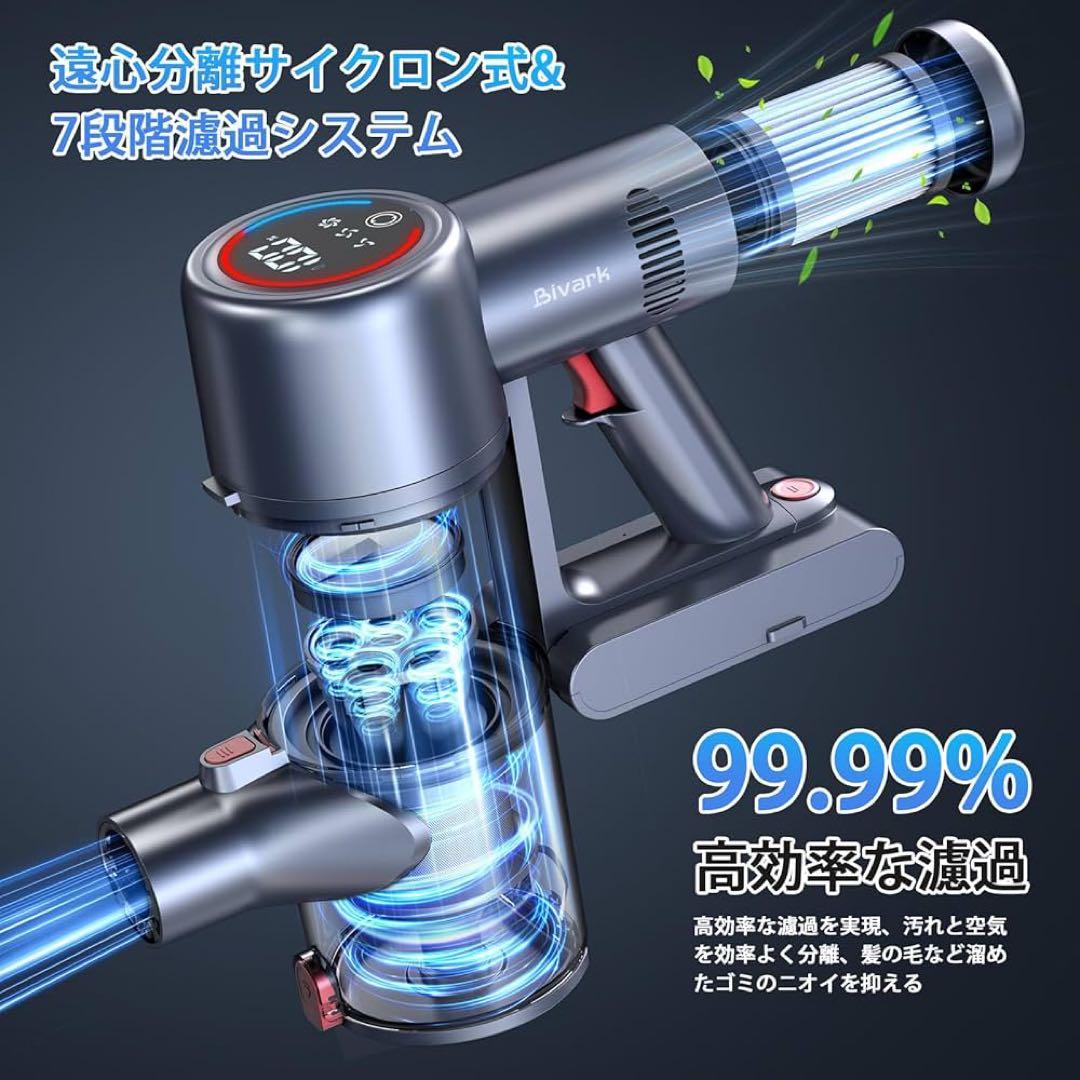 最新 コードレス掃除機 50Kpa強力吸引 65分連続 サイクロン ダイソン級