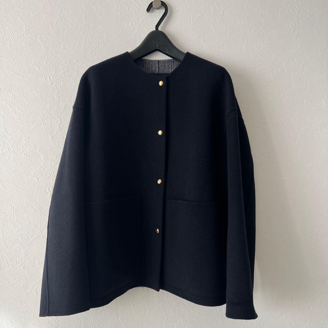 新品未使用　今季　DRAWER ビーバーケヌキノーカラージャケット