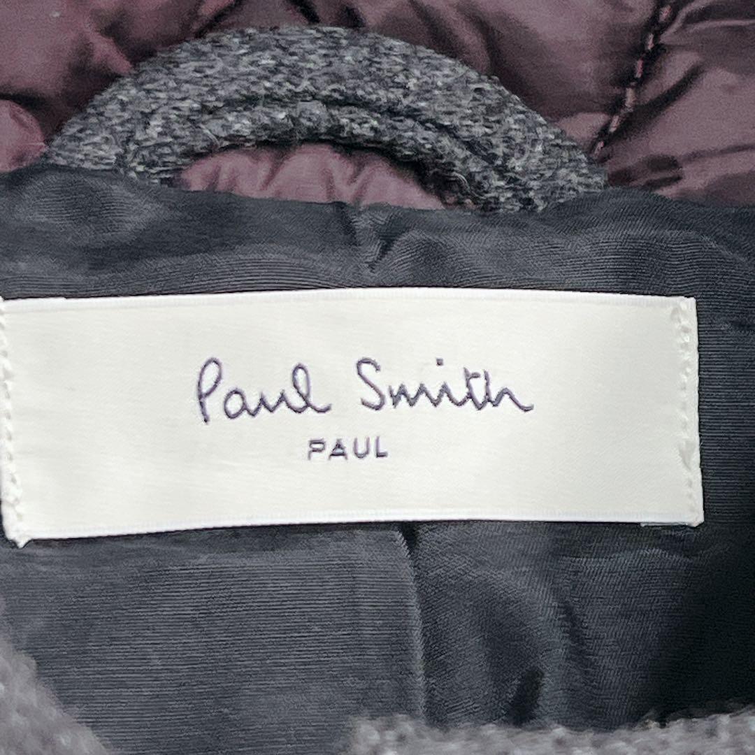 『ポールスミス』ダッフルコート キルティング 異素材 切替 44 グレーパープル