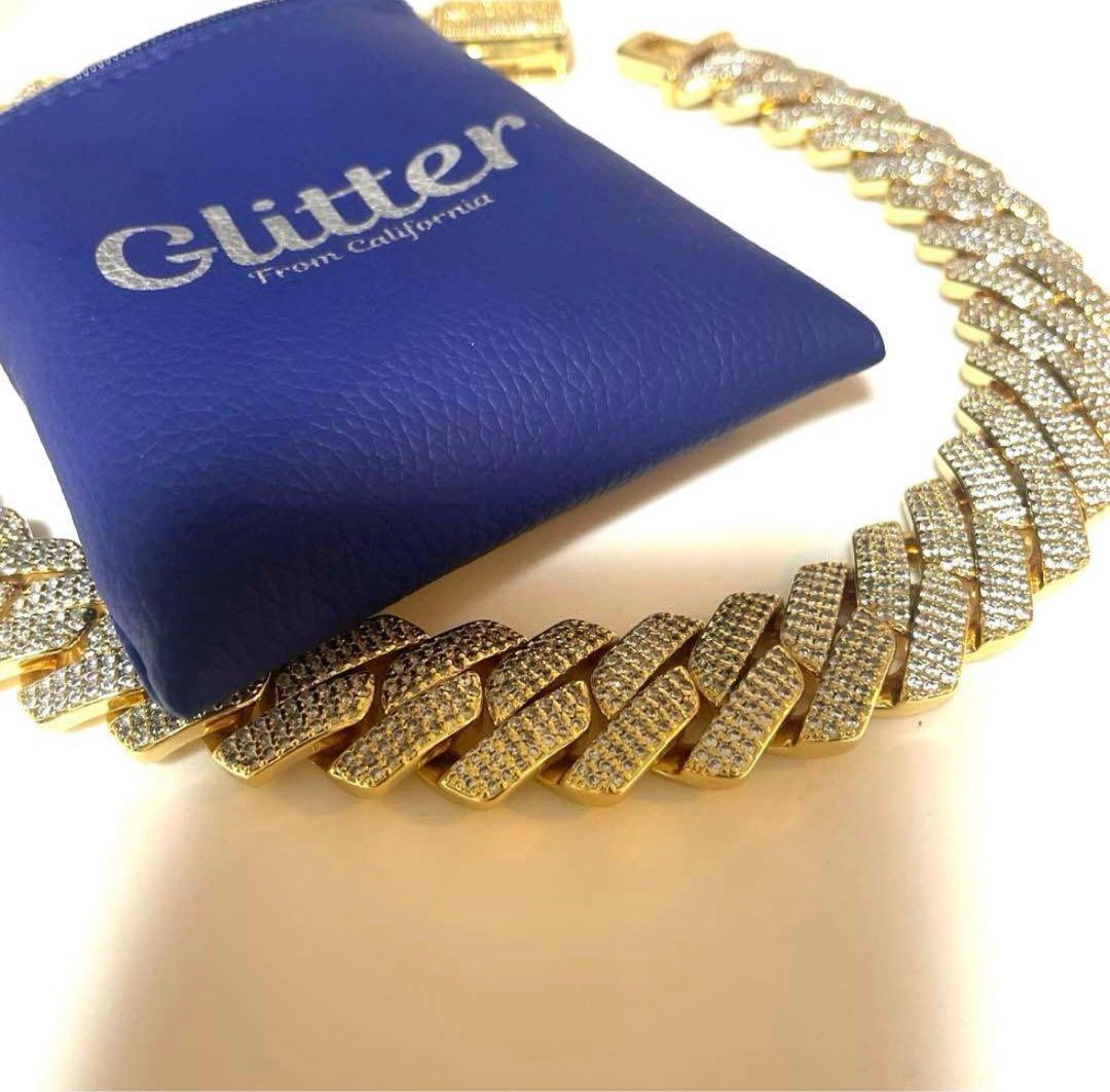 glitter ゴールド　ネックレス　長さ45センチ【19mm】