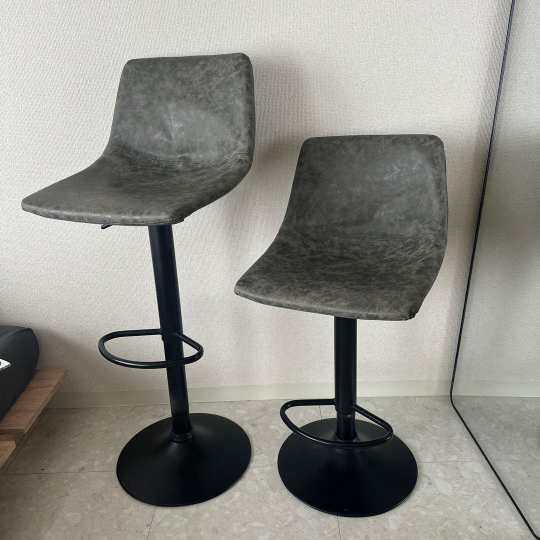 2脚セット] カウンターチェアー 昇降式 バーチェア 椅子 高さ調整