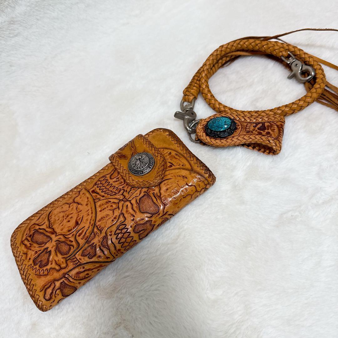 Leather Craft You バイカーズウォレット ロープ付き ターコイズ