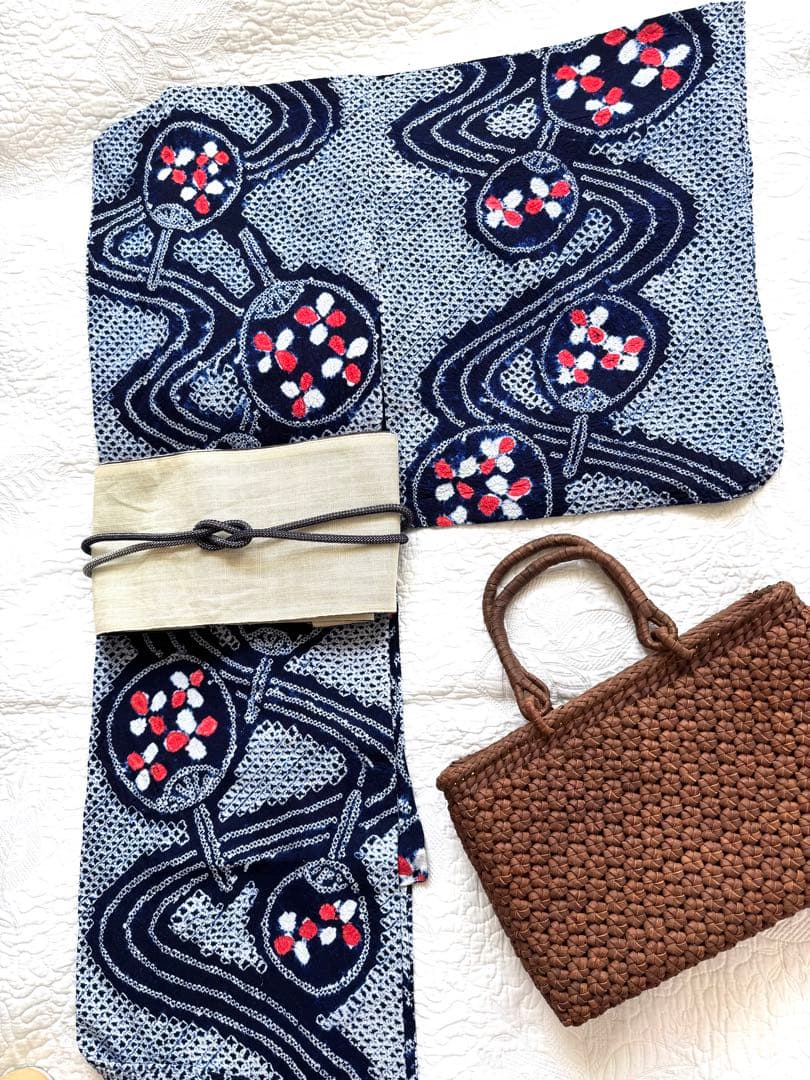 粋な大人の浴衣 極上の逸品です ◆ 有松絞り 団扇うちわ 高身長の方にも