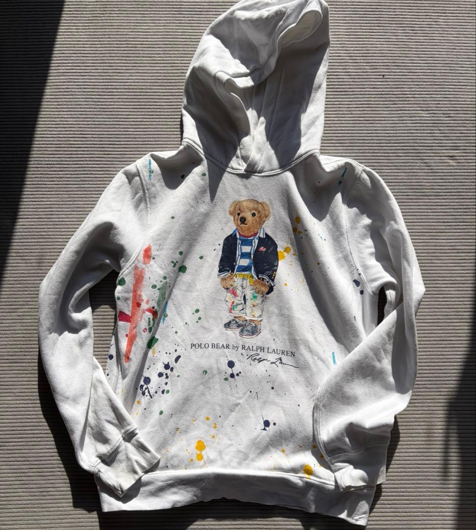 ポロベア　ポロラルフローレン ペインティングパーカー ホワイト