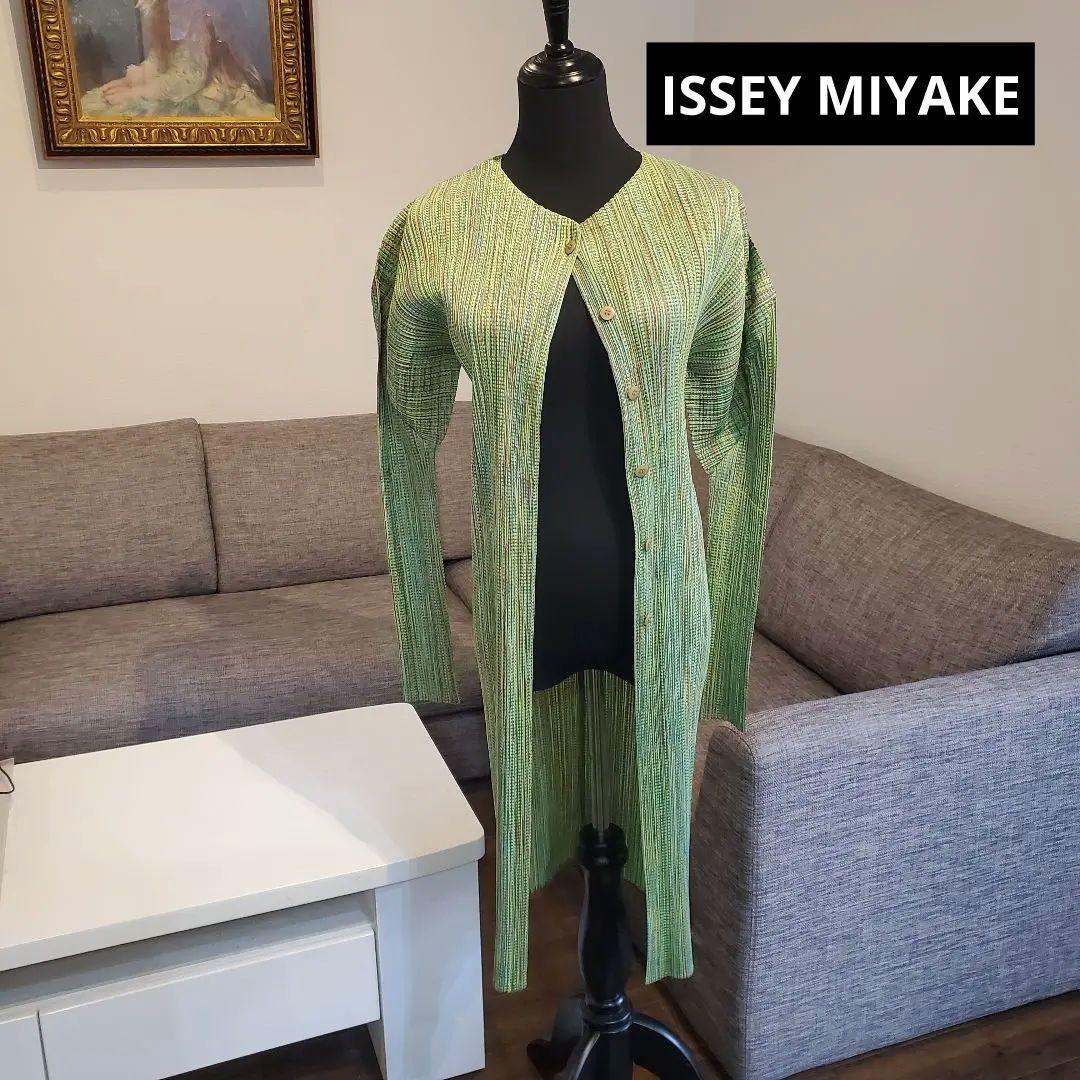 PLEATS PLEASE イッセイミヤケ ロングカーディガン ポケット&ボタン