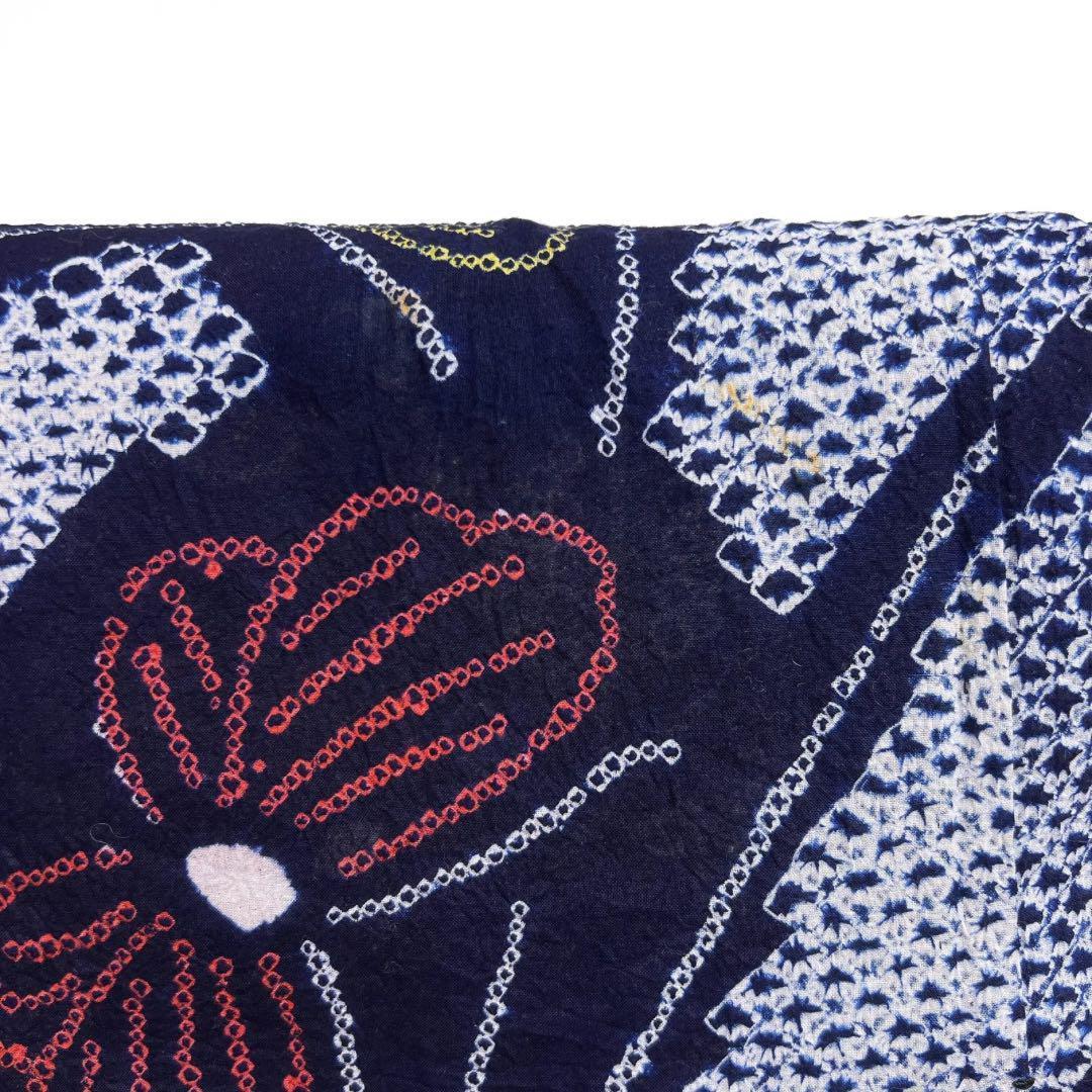 浴衣　有松鳴海絞り　蝶　流線　着物　055w