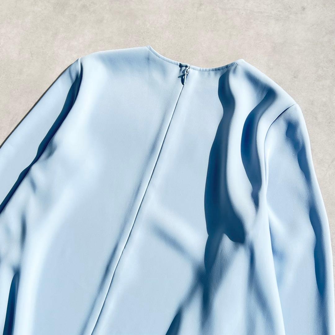 ヨーコチャン　フレアポイントヘムブラウス　ブルー　2023年製　定価7.7