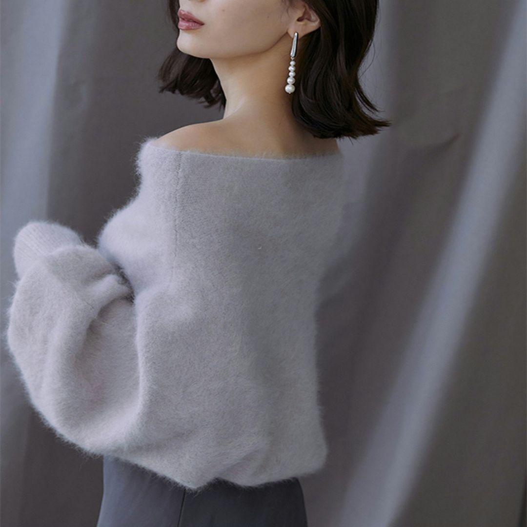 新品タグ付き☆アニュアンス　ラクーンボートネックニットプルオーバー　ファーニット