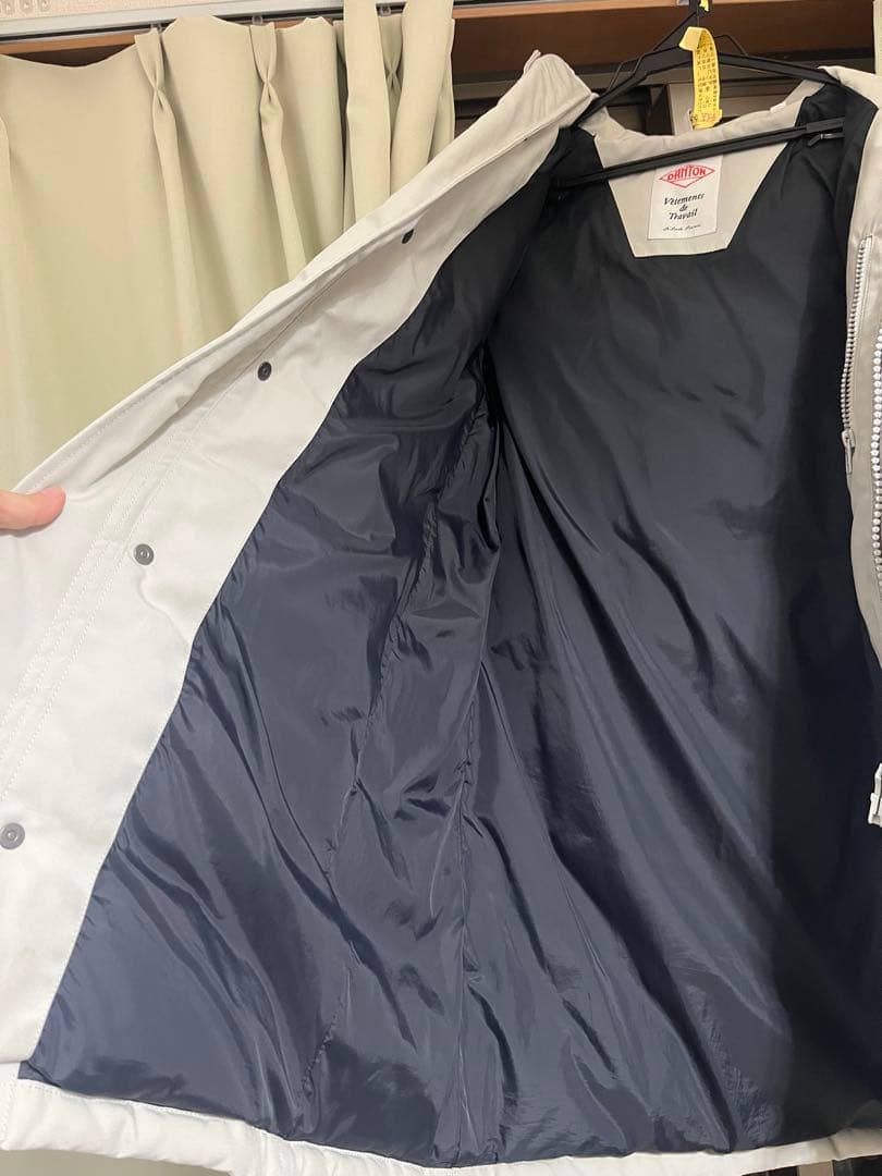 DANTON ダウンジャケットSサイズ ライトグレー ファー付き