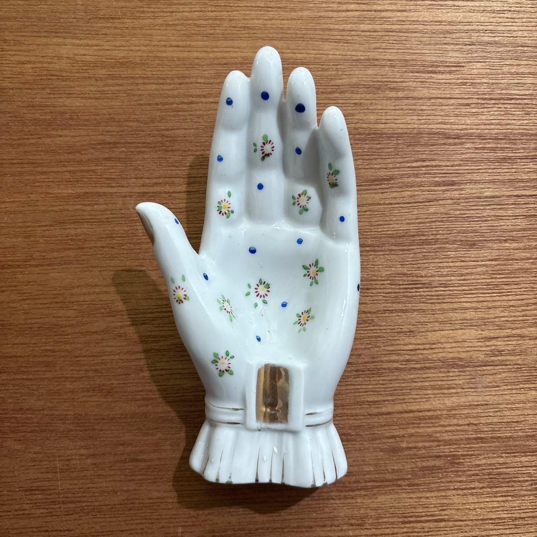 アメリカンヴィンテージ　手　ハンド　JAPAN 陶器　花模様　灰皿