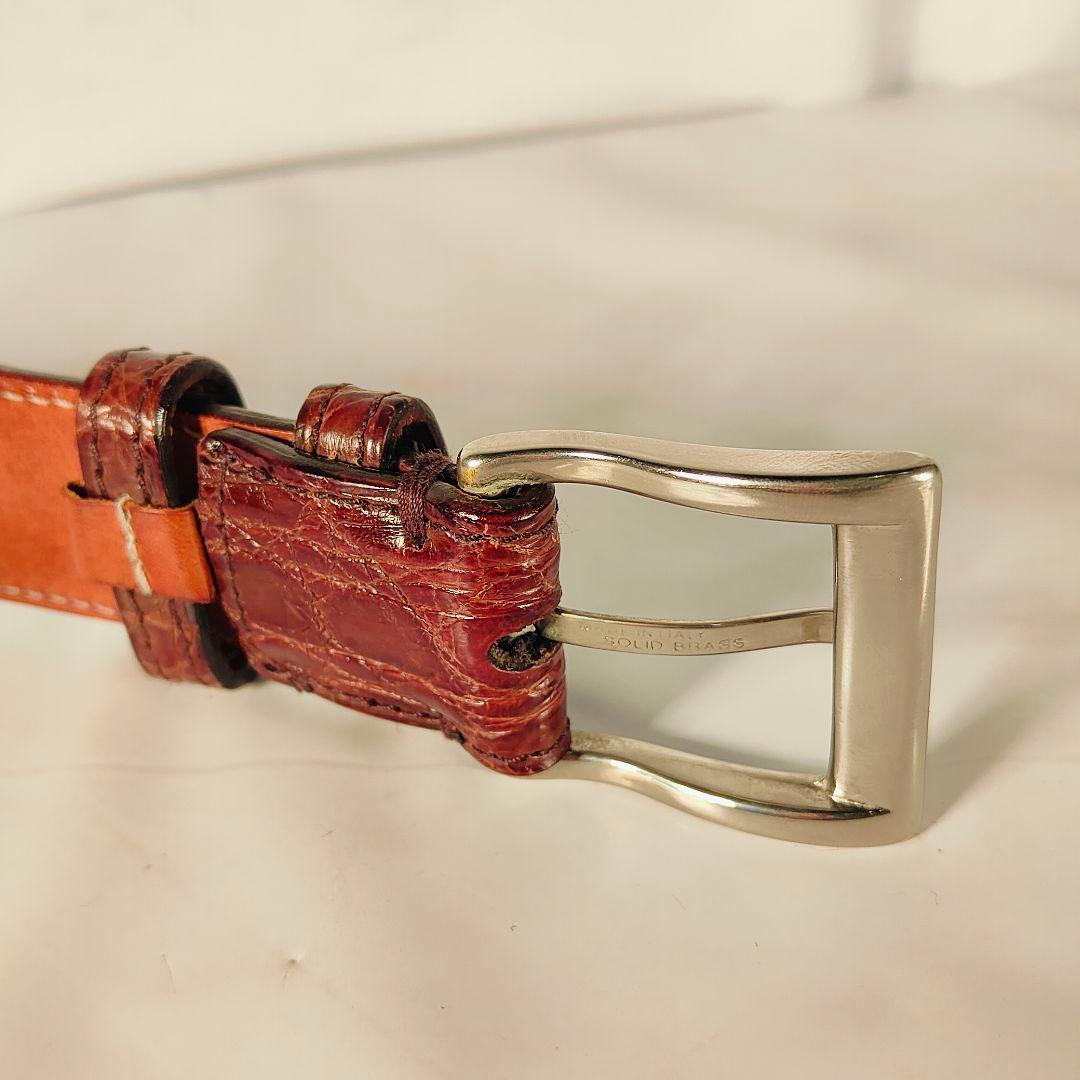 【Vintage】イタリア製　ワニ革　高級クロコダイルドレスベルト 本革 正規品