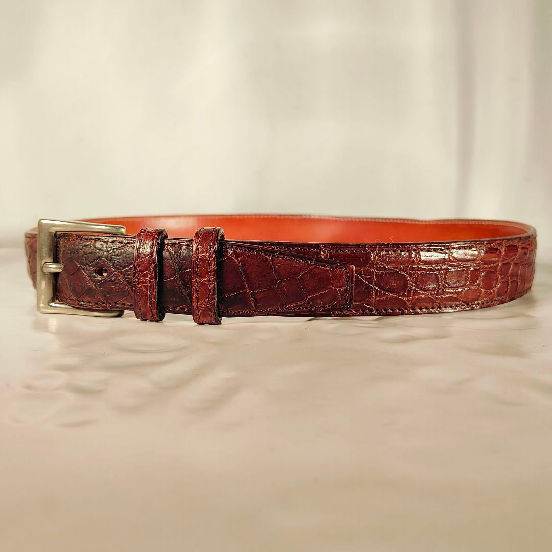 【Vintage】イタリア製　ワニ革　高級クロコダイルドレスベルト 本革 正規品