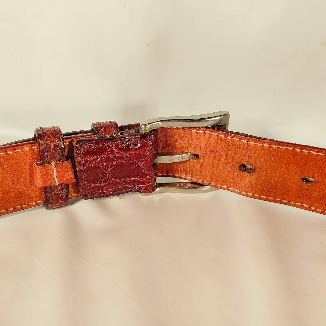 【Vintage】イタリア製　ワニ革　高級クロコダイルドレスベルト 本革 正規品